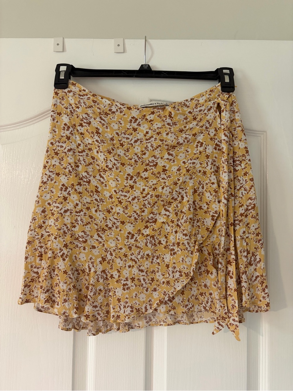 Abercrombie & Fitch Yellow Floral Wrap Mini Skirt